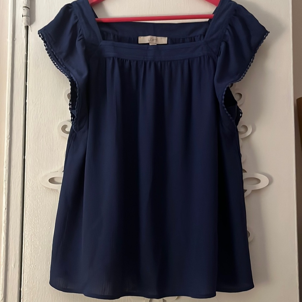 Blue square neck top